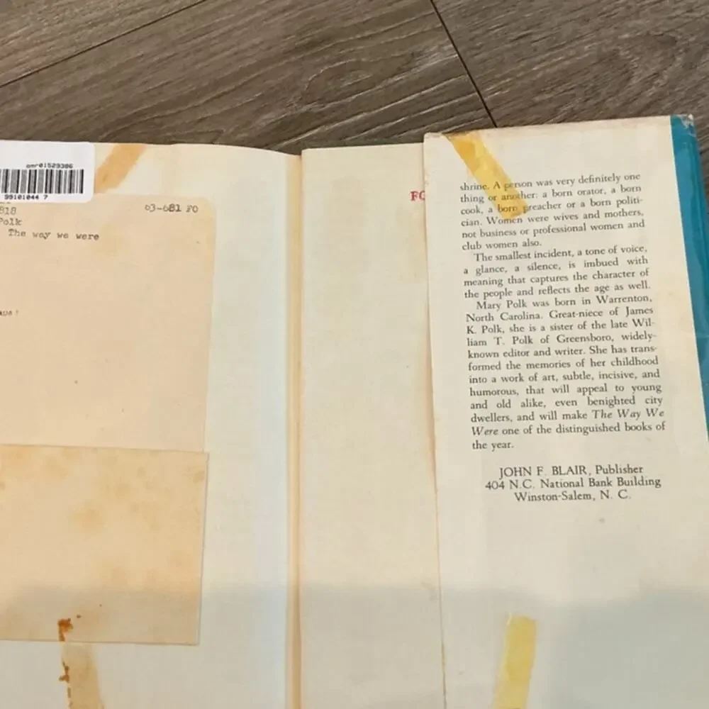 The Way We Were Author‎ Mary Polk 1962 Old South North Carolina Reconstruction